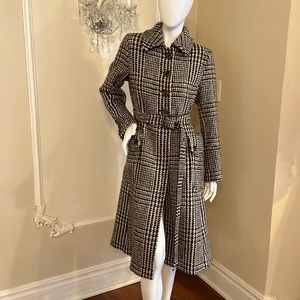 BURBERRY LONDON HOUNDSTOOTH BLACK WHITE GLEN PLAID COAT MADE IN ITALY SIZE 44 IT